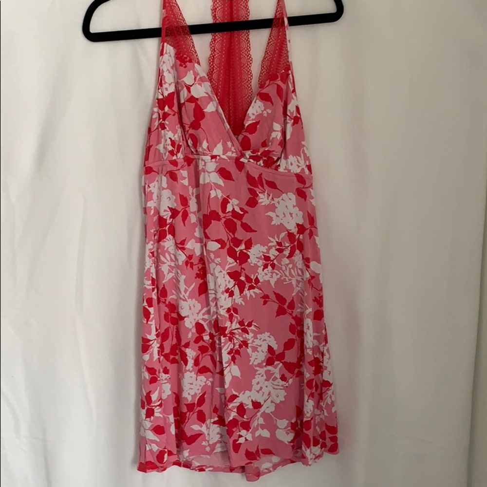 Pink red and white floral nightgown